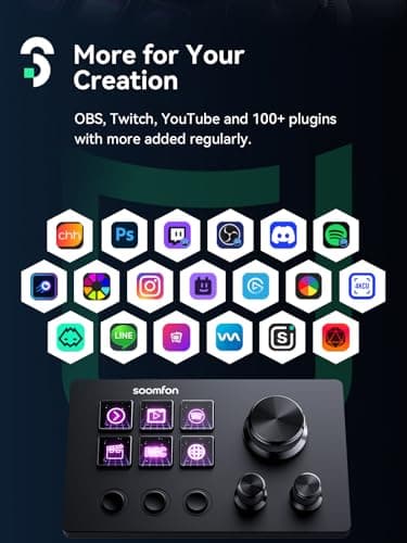 SOOMFON Stream Controller SE Stream Control Deck with 6 Customizable LCD Macro Keys to Trigger Actions in OBS Twitch YouTube for Content Creators Streaming Gaming Compatible with PC & Mac