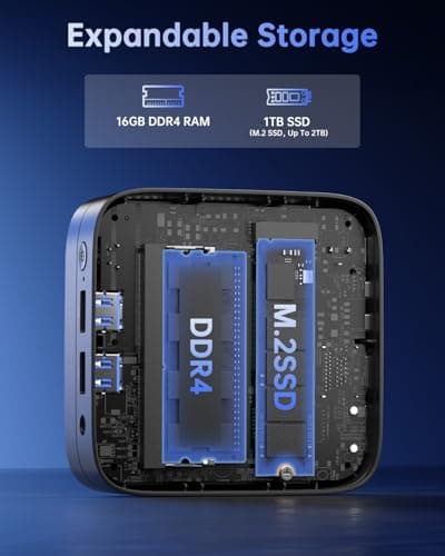 KAMRUI Essenx E1 Mini PC, N150 Processor (Up to 3.6GHz), Mini Desktop Computers 16GB DDR4 1TB SSD Support 4K UHD, LAN, WiFi/BT 4.2, Micro Tower for Business, Office, Home Server