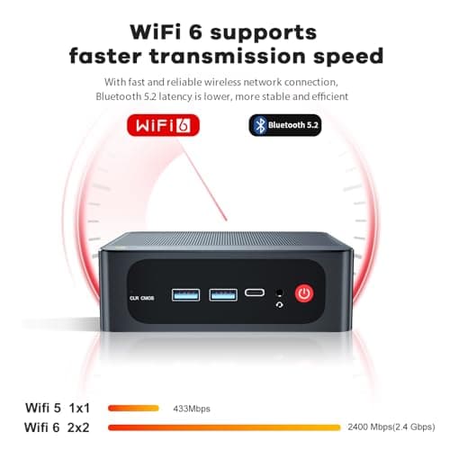 Beelink Mini PC AMD Ryzen 5 5500U (up to 4.0GHz, 6C/12T), Mini Computers 16G DDR4 RAM 500GB M.2 2280 NVME SSD, 4K Triple Display/WiFi6/BT5.2/2.5G LAN