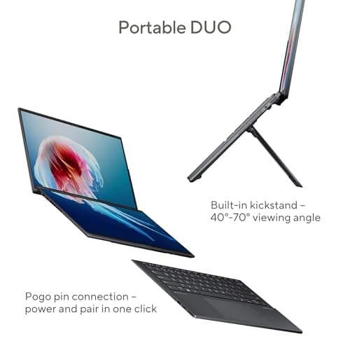 ASUS Zenbook Duo Laptop, Dual 14” OLED WUXGA Touch Display, Intel Evo Certified, Intel Core Ultra 7 CPU, Intel Arc Graphics, 16GB RAM, 1TB SSD, Windows 11,UX8406MA-DS76T, Inkwell Gray