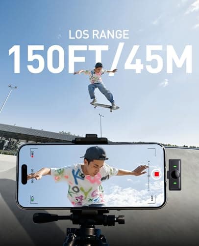 Wireless Lavalier Microphone for iPhone: Mini Wireless Microphones for Android Equipment - Noise Reduction Lapel Mic for Professional Recording - 80h Battery Life - 48KHz Studio Sound