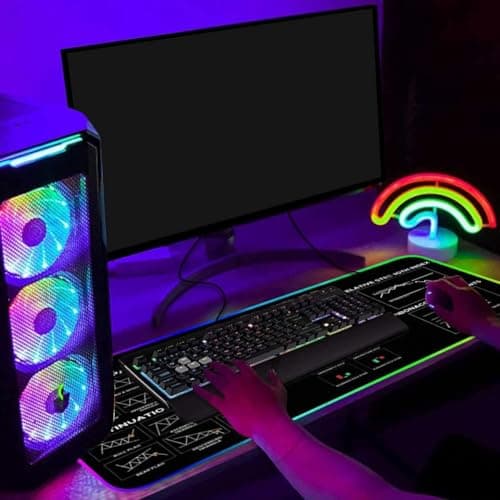 31.5x11.8in Crypto Gift Stock Market Day Trader RGB Mousepad Led, Trader Investor Gift Led Desk mat Chart and Candlestick Pattern, Reversal Continuation Patterns Large Gaming led Mouse Mat KMH