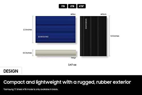 Samsung T7 Shield 4TB Portable SSD - 1050MB/s, Rugged, Water & Dust Resistant, for Content Creators - Black
