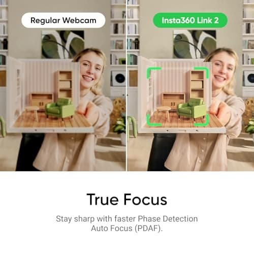 Insta360 Link 2 - PTZ 4K Webcam for PC/Mac, 1/2" Sensor, AI Tracking, HDR, AI Noise-Canceling Mic, Gesture Control for Streaming, Video Calls, Gaming, Works with Zoom, Teams, Twitch & More