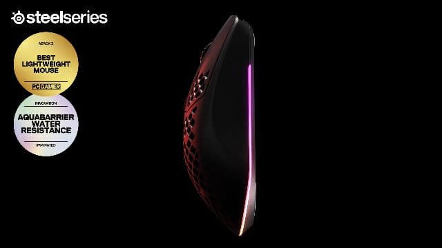 SteelSeries Aerox 3 Wireless - Holey RGB Gaming Mouse - Ultra-lightweight Water Resistant Design - 18K DPI TrueMove Air Optical Sensor- Onyx