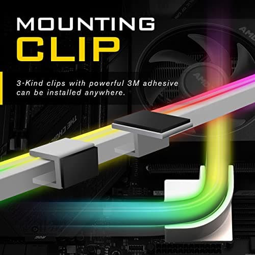 EZDIY-FAB Premium LED Strip Kit for PC 5V ARGB Motherboard Sync,Upgraded with 3-Kinds Mounting Clips-2X 400mm Smooth Lighting Strip