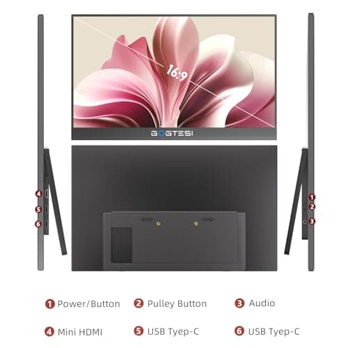 Wireless Portable Monitor 15.6 Inch 1080P FHD Ultra Slim Display WiFi Connectivity 180° Adjustable Built-in Stand Lightweight Travel Monitor for Laptop, MAC, Phone, PS5
