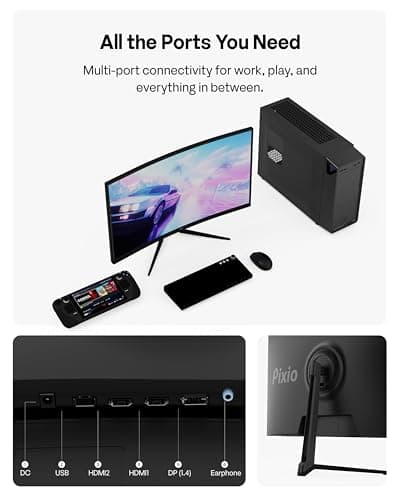 Pixio PXC278 Wave 27 inch 180Hz Refresh Rate QHD 1440p Resolution 1650R Curved Fast VA Panel 1ms GTG Response Time Adaptive Sync HDR Curved Gaming Monitor