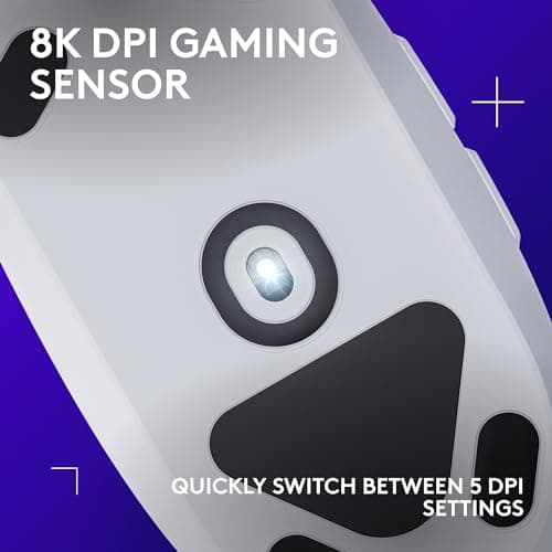 Logitech G203 Wired Gaming Mouse, 8,000 DPI, Rainbow Optical Effect LIGHTSYNC RGB, 6 Programmable Buttons, On-Board Memory, Screen Mapping, PC/Mac Computer and Laptop Compatible - White