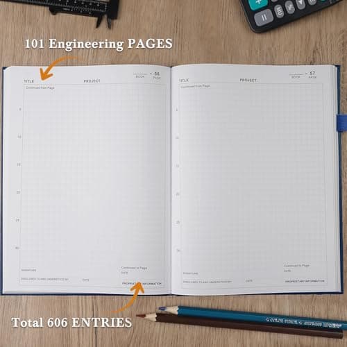 Lab Notebook - Chemistry Laboratory Notebook for Student, Professional Engineering Paper Notebooks for Work 8.5" X 11", Grid Notebook Quad Ruled Science Lab Book for Graphing - Blue