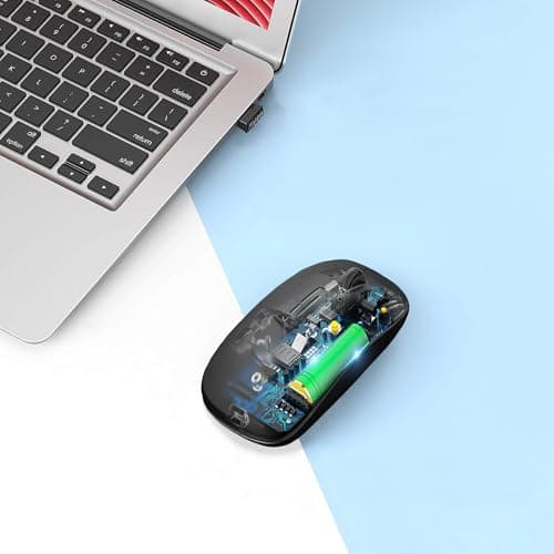 Wireless Bluetooth Mouse Rechargeable Laptop Mice with LED Use Portable(BT5.2 and USB 2.4G) Dual Mode Connection Silent Slim Computer Mouse for Laptop/iPad Tablet/Apple MacBook/PC (Black)
