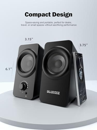 Bluedee Computer Speakers for Desktop PC, Plug & Play USB Speaker with 2 Speaker Units, Dynamic RGB Light PC Speakers, USB/Type-C Powered Wired Speakers for Desktop, Laptop, Projector