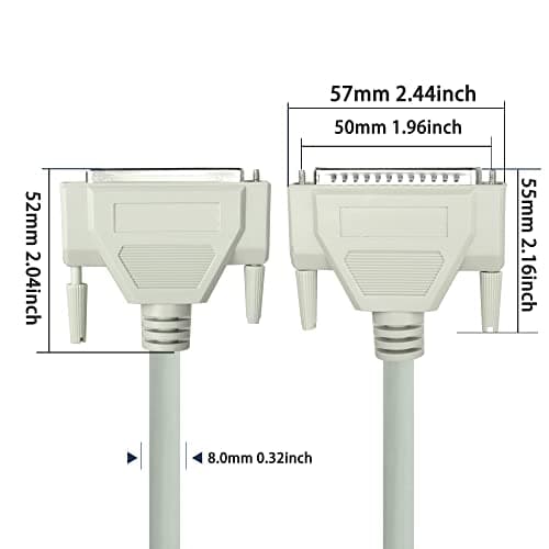 MEIRIYFA DB37 37Pin Extension Cable Serial D-SUB 37 Pin Printer Parallel Connector Cable Pure Copper Core for Engineering Wiring, Computer and Networks.（4.9FT） (Male to Female)