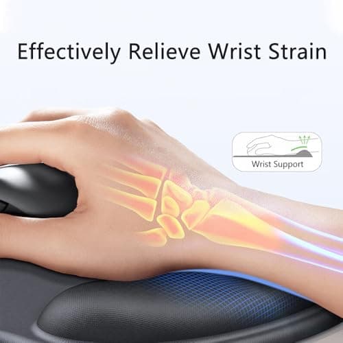Ergonomic Mouse Pad with Wrist Rest, Gel Wrist Support Mousepad, Pain Relief Laptop Computer Mouse Pad, Non-Slip Mouse Pads for Office & Home (Black)