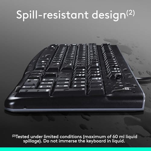 Logitech MK120 Wired Keyboard and Mouse Combo for Windows, Optical Wired Mouse, Full-Size, USB, Compatible with PC, Laptop - Black