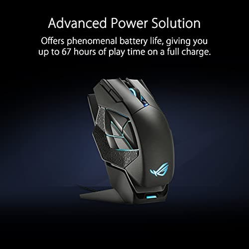 ASUS ROG Spatha X Wireless Gaming Mouse (Magnetic Charging Stand, 12 Programmable Buttons, 19,000 DPI, Push-fit Hot Swap Switch Sockets, ROG Micro Switches&Paracord and Aura RGB lighting),Black