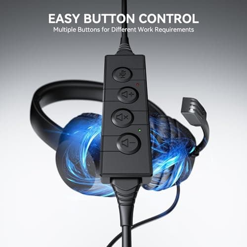 LEVN Headset with Mic, USB Headset with Microphone for PC, Headphones with Mic for Pc with Noise Canceling Microphone for Laptop, USB Headphones for Work from Home/Call Center/Open Office, Black
