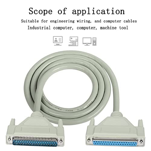 MEIRIYFA DB37 37Pin Extension Cable Serial D-SUB 37 Pin Printer Parallel Connector Cable Pure Copper Core for Engineering Wiring, Computer and Networks.（4.9FT） (Male to Female)