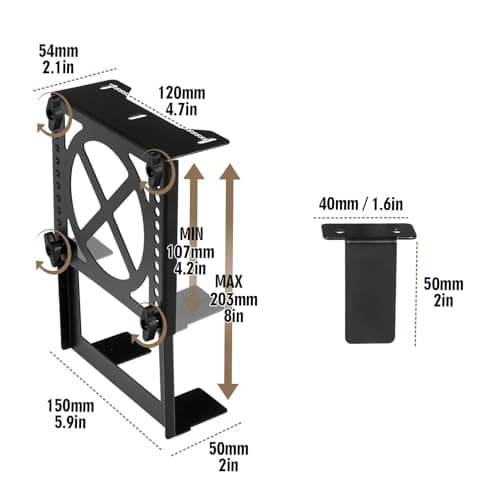 Frejia Adjustable Under Desk PC,NAS Mount Bracket Holder,Compatible with Desktop NAS,UPS,CPU,Small Form Factor Desktop Tower,Xbox Seriesx,OptiPlex7000/7010,Height 4.2-8IN
