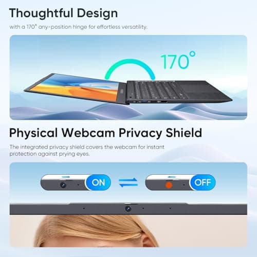 Laptop, 14 Inch HD Laptop Computer with MS Office 2024 Pro Plus, 8GB RAM 128GB SSD, Quad Core N5095 Processor Win-11 Laptops, Long Lasting Battery, Dual-Band WiFi 5, BT, USB 3.0, Webcam