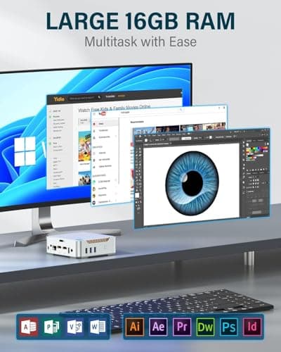 KAMRUI GK3 Plus Mini PC 16GB RAM 512GB M.2 SSD, Intel 12th Alder Lake N95 (up to 3.4GHz) Micro PC, 2.5''SSD, Gigabit Ethernet, 4K UHD, WiFi, BT, VESA/Home/Business Mini Desktop Computer