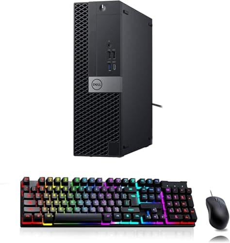 Dell Optiplex 7050 SFF PC Desktop Computer PC Setup, 24" FHD Monitor, Intel Core i5-7500 3.4GHz Up to 3.8GHz, 512GB SSD, 16GB RAM, RGB Keyboard, Mouse, DP Cable, Win 10 Pro(Renewed)