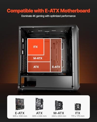 VEVOR PC Gaming Case, Full-Tower, Computer Case with High-Airflow Panel, Magnetic Dust Filter, 3 x 140mm PWM Fans, Cable Management, for GPU up to 410mm in Length, Compatible with E-ATX/ATX/ITX