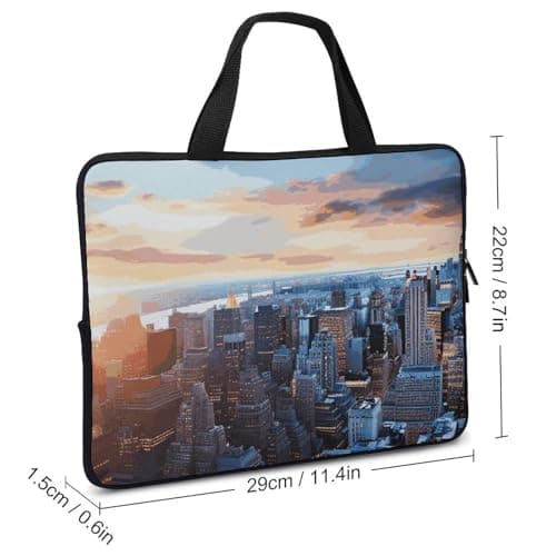 New York City Skyline Laptop Sleeve Ultra-Thin, Waterproof 10inch Laptop Bags, Portable Protective Computer Bag with Hand Strap
