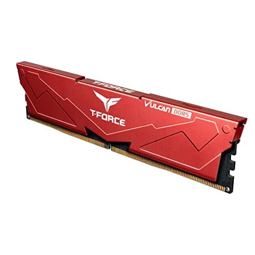 TEAMGROUP T-Force Vulcan DDR5 32GB (2x16GB) 6000MHz (PC5-48000) CL38 Intel XMP 3.0 & AMD Expo Compatible Desktop Memory Module Ram Red FLRD532G6000HC38ADC01