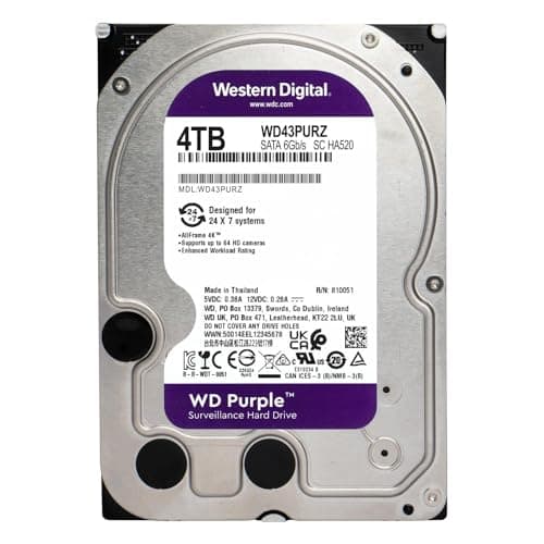 Western Digital 4TB WD Purple Surveillance Internal Hard Drive HDD - SATA 6 Gb/s, 256 MB Cache, 3.5" - WD43PURZ
