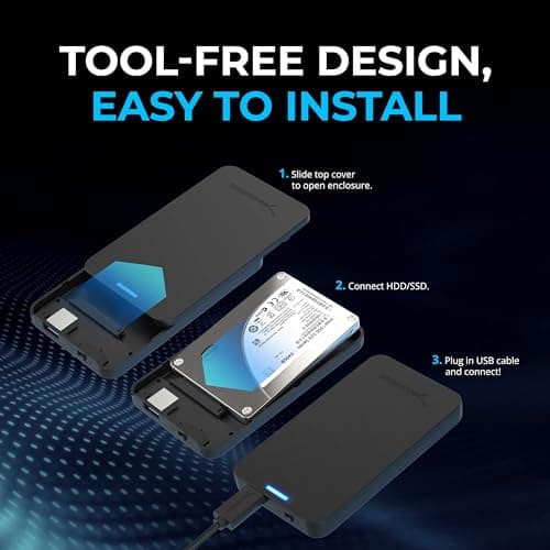 SABRENT 2.5 Inch SATA to USB 3.0 Tool Free External Hard Drive Enclosure [Optimized for SSD, Support UASP SATA III] Black (EC-UASP)