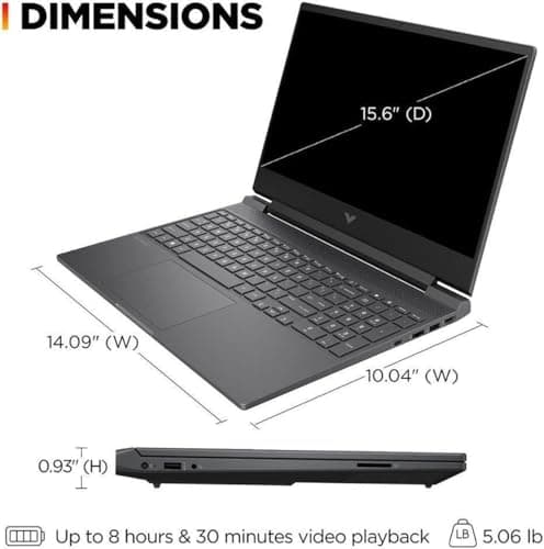 HP Victus 15.6" FHD 144HZ Gaming Laptop | AMD Ryzen 5-7535HS (Beat i7-11800H) | AMD Radeon RX 6550M|Backlit Keyboard| 8GB RAM DDR5 | 512GB SSD | Windows 11 Home | Bundle with USB 3.0 Hub