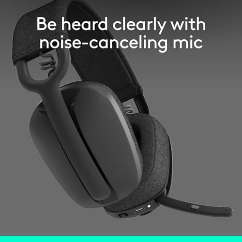 Logitech Zone Vibe 100 Lightweight Wireless Over Ear Headphones with Noise Canceling Microphone, Advanced Multipoint Bluetooth Headset, Works with Teams, Google Meet, Zoom, Mac/PC - Graphite