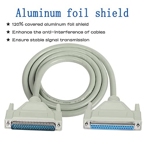 MEIRIYFA DB37 37Pin Extension Cable Serial D-SUB 37 Pin Printer Parallel Connector Cable Pure Copper Core for Engineering Wiring, Computer and Networks.（4.9FT） (Male to Female)