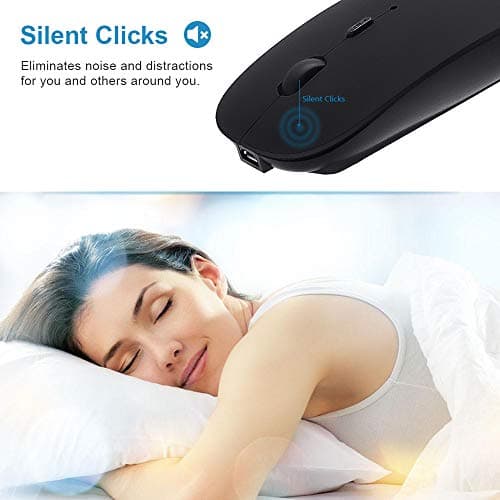 Bluetooth Mouse for Laptop/MacBook/iPad/Android PC,Rechargable Quiet Slim Wireless Mice Compatible with Windows/Linux/Tablet,Black