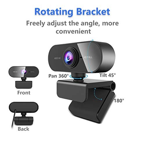Webcam with Microphone&1080P HD Web Cam,Stand for PC/MAC/Laptop/Desktop, Wide Angle Web Cameras for YouTube,Skype,Zoom,Xbox One,Video Calling,Studying and PS4