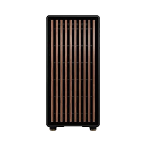 Fractal Design North - Genuine Walnut Wood Front - Mesh Side Panels - Two 140mm Aspect PWM Fans Included - Type C USB - ATX Airflow Mid Tower PC Gaming Case,Charcoal Black
