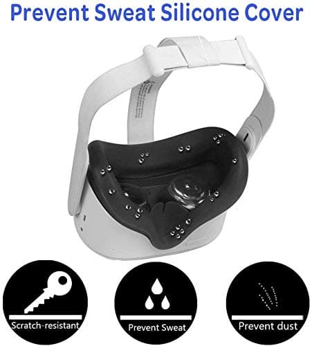 RGEEK VR Silicone Face Cover for Quest 2, Sweat-Proof Lightproof Non-Slip Washable Replacement Face Pads for Quest 2 Accessories