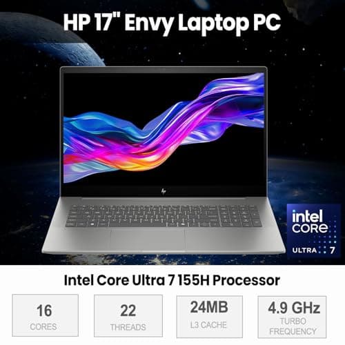 HP Envy 17.3" 4K Ultra 7 Business Laptop, 17.3" 4K UHD 3840 * 2160 Display, Intel Core Ultra 7 155H, 64GB DDR5 RAM, 2TB SSD, HDMI, Webcam, Backlit KB, Wi-Fi 7, W11P, Adata 512 External SSD Bundle