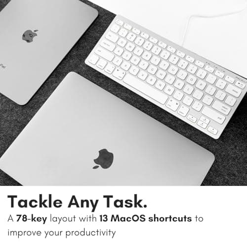 Macally Small Wired Keyboard for Mac and Windows - 78 Scissor Switch Keys Compatible Apple Keyboard - USB Mini Keyboard That Saves Space and Looks Great - Plug and Play Wired Mac Keyboard - Aluminum