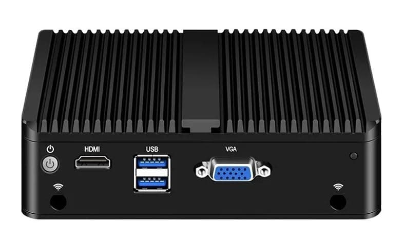 Fanless Mini PC N4000 with 4*i226 2.5G LAN, 2*USB3.0,HDMI,1*VGA,Mini Desktop Computer Support Dual Band WiFi for Industry Business,NO RAM NO SSD (NO RAM NO SSD)
