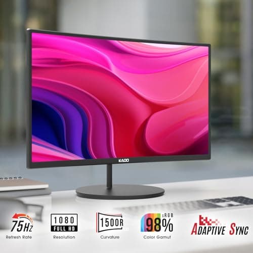 Kado Triple Monitor Setup - 3-Pack 27" 1920x1080 Curved Computer Monitor 1500R 75Hz VESA Mount HDMI Office Gaming Hybrid Sim Racing Built-in Speakers (C27 Trio Series)
