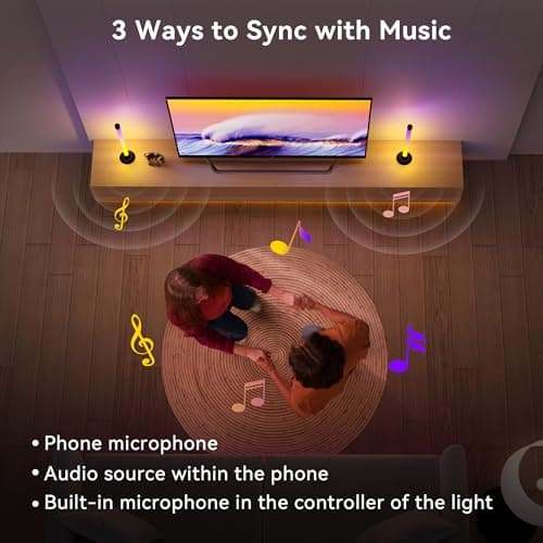 Led Light Bar with Music Sync, Color Changing TV Backlight App & Remote Control, IC+RGB & W Smart RGB Light Bar, USB Powered Led Lights for TV, PC Room Monitor Backlight Gaming Accessories
