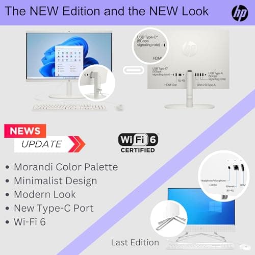 HP 22" All-in-One Desktop PC • Full HD Display • 16GB RAM • 1TB Storage (512GB SSD and 512GB External) • Intel Ultra-efficient Processor • Type-C • Mouse and Keyboard Included • Windows 11 Pro