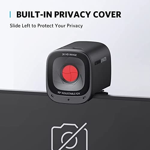 Anker PowerConf C200 2K Wireless Webcam for PC/Laptop/Mac, Computer Camera, Low-Light Correction, AI-Noise Canceling Mics, Adjustable Field of View, Built-in Privacy Cover, Stereo Mics, for Meeting