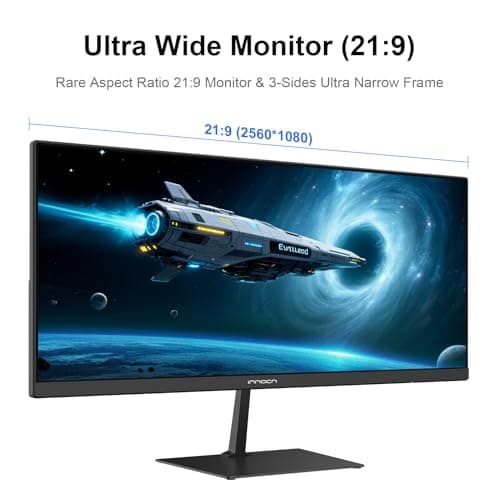 INNOCN 23 Inch Widescreen Computer Monitor WFHD 2560 x 1080p HDMI DisplayPort PC Monitor, Tilt Adjustable, Eye Care, Black