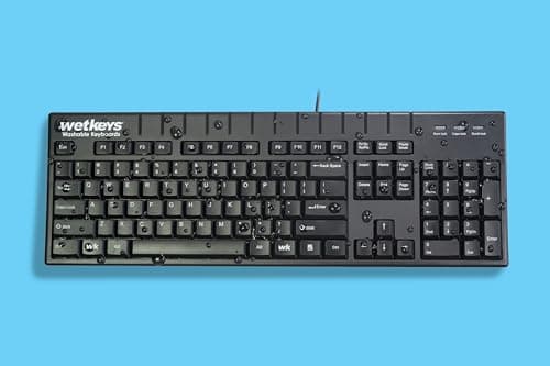WetKeys Professional-Grade Full-Size ABS Plastic Washable Keyboard with 10-Key Number-pad (USB) (Black) | KBWKABS104-BK