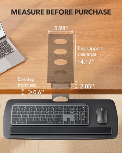 HUANUO Keyboard Tray Under Desk, 360 Adjustable Ergonomic Sliding Keyboard & Mouse Tray, Under Desk Keyboard Tray Slide Out, Keyboard Holder Under Desk for Typing in Home, Office Work, 25"W x 9.84"D