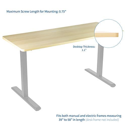 VIVO Light Wood 60 x 24 inch Universal Solid One-Piece Table Top for Standard and Sit to Stand Height Adjustable Home and Office Desk Frames, DESK-TOP60C