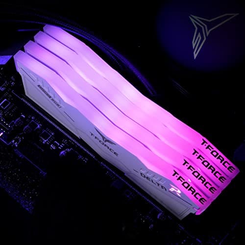 TEAMGROUP T-Force Delta RGB DDR5 Ram 32GB (2x16GB) 6400MHz PC5-51200 CL32 Desktop Memory Module Ram for 600 700 Series Chipset XMP 3.0 Ready White FF4D532G6400HC32ADC01